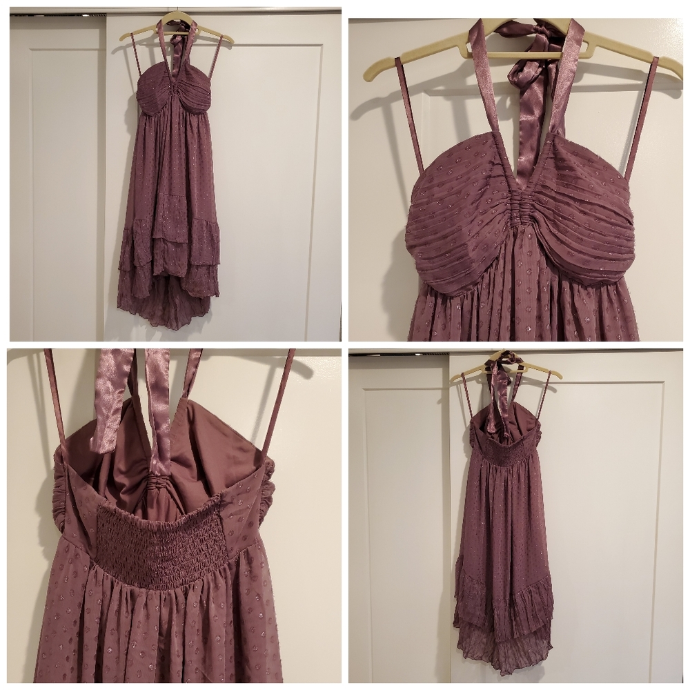 H&M, Halter High Low Ruffled Dress, Purple